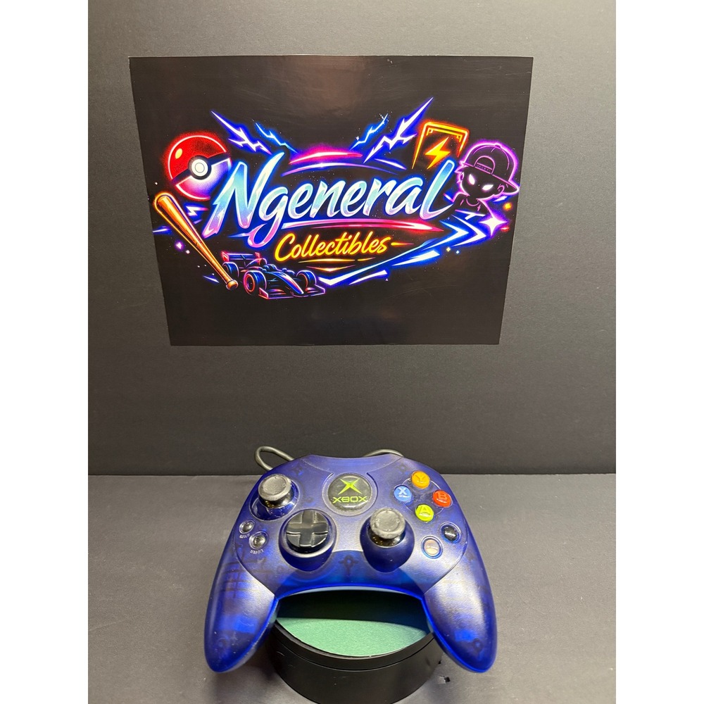 Microsoft Xbox Controller S Translucent Blue Wired Gamepad *TESTED* OG Xbox